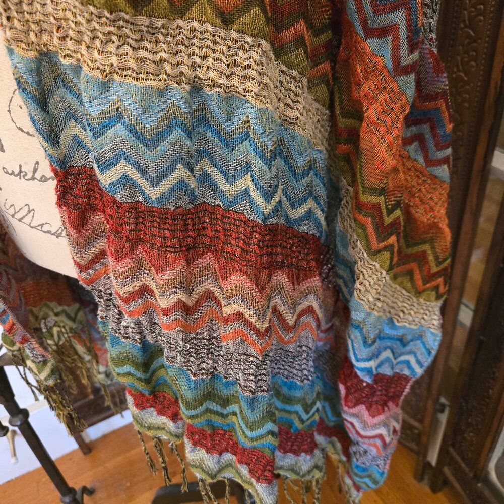 Chevron Scarf with Fringe - Picture 5 of 5